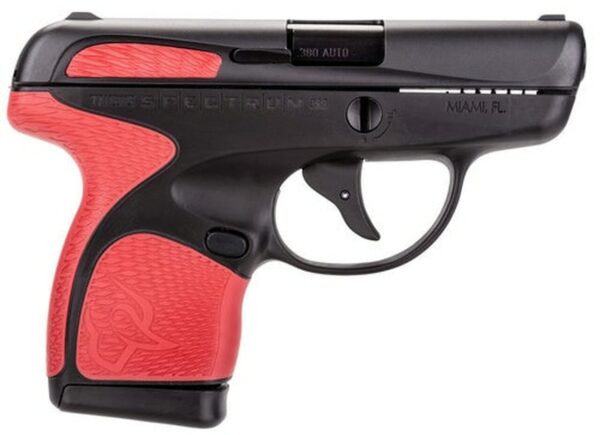 Taurus Spectrum .380 ACP, 2.8" Barrel, 6rd, Black Frame, Red Grips and Black Slide - Concealed Carry Guns | The Gun Shop