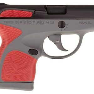 Taurus Spectrum, .380 ACP, 2.8" Barrel, 6rd, Gray Frame, Red Grips and Black Slide - Concealed Carry Guns | The Gun Shop
