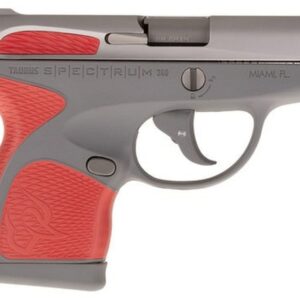 Taurus Spectrum, .380 ACP, 2.8" Barrel, 6rd, Gray Frame, Red Grips and Stainless Slide - Concealed Carry Guns | The Gun Shop