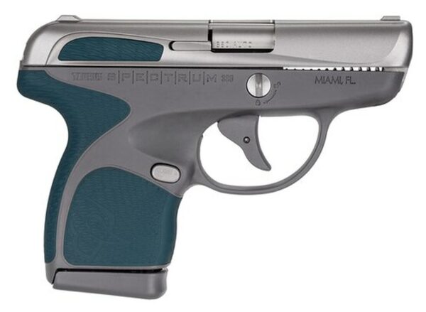 Taurus Spectrum 380 380ACP, 2.8" Barrel, SS, Indiglo Blue Overmold, 6rd/7rd Mags - Concealed Carry Guns | The Gun Shop