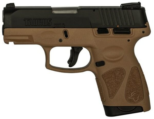 Taurus G2S, 9mm, 3.26", 7rd, Black Carbon Slide, Tan Frame
