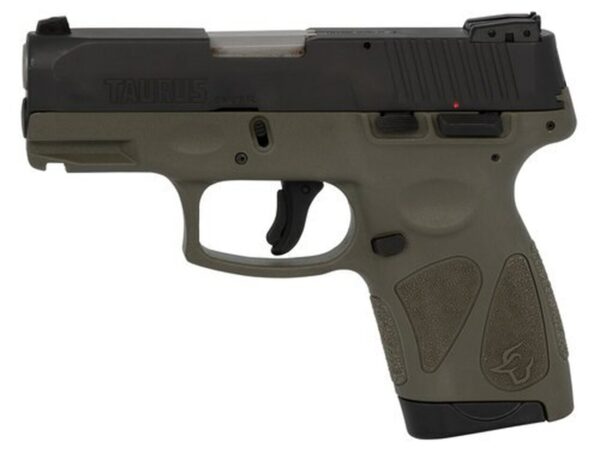 Taurus, G2S, Semi-automatic, Sub Compact Pistol, 9mm, 3.25" Barrel, Polymer Frame, Black/OD Green Finish, Adjustable Sights, 7Rd, 2 Magazines