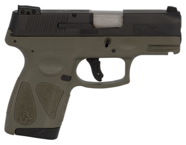 Taurus, G2S, Semi-automatic, Sub Compact Pistol, 9mm, 3.25" Barrel, Polymer Frame, Black/OD Green Finish, Adjustable Sights, 7Rd, 2 Magazines