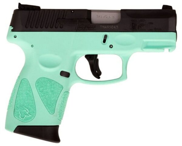 Taurus, G2C2C, Double Action Only, Compact Pistol, 9mm , 3.2" Barrel, Polymer Frame, Cyan Polymer Frame, Black Slide, Adjustable Sights, 12Rd, 2 Magazines