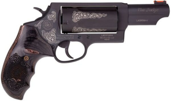 Taurus Judge, .45 LC / .410 Ga, 3" Barrel, 5rd, Black /W Engraved Scrolling - Concealed Carry Guns | The Gun Shop