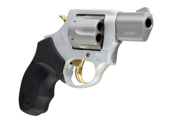 Taurus 856 38 Special, 2" Barrel, Black Rubber Grip Stainless Gold Accents, 6rd
