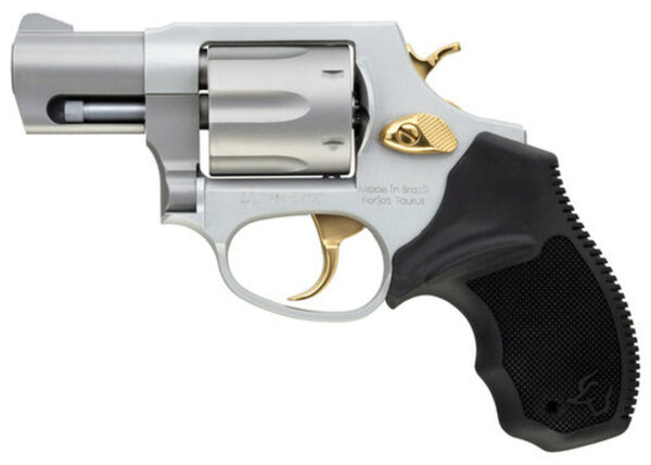 Taurus 856 38 Special, 2" Barrel, Black Rubber Grip Stainless Gold Accents, 6rd - Taurus | The Gun Shop
