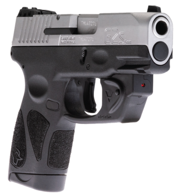 Taurus G2S Viridian Laser 9mm, 3.25" Barrel, Black Grip and Frame, Stainless Steel Slide, 7rd - Concealed Carry Guns | The Gun Shop