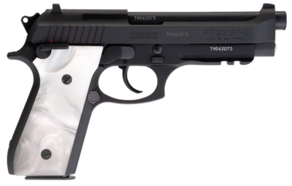 Taurus PT92 Full Size, 9mm, 5" Barrel, Steel Frame, Black, Pearl Grips, 17Rd, 2 Magazines