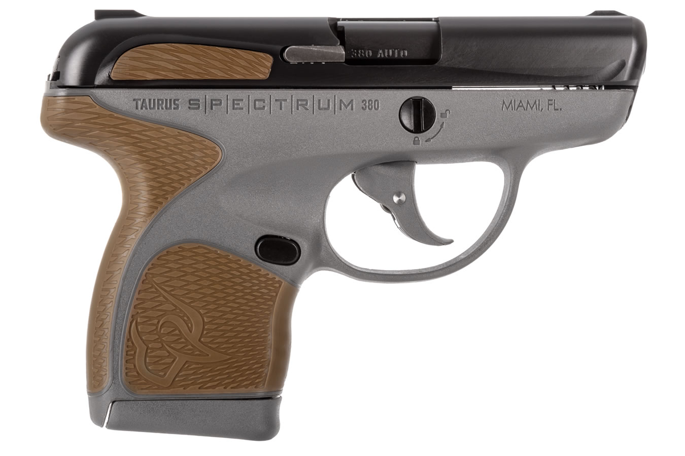 Spectrum .380 Gray Pistol with Black Slide and Flat Dark Earth Grips - Firearms | The Gun Shop