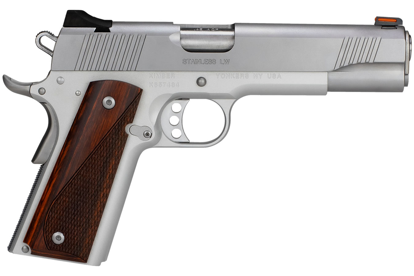Stainless LW 45 ACP Pistol with Stainless Small Parts and Cocobolo Laminate Grips - Firearms | The Gun Shop