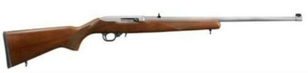 Ruger 10/22 22LR, 22", Stainless Steel, Checkered Wood Stock, Adjustable Rear Sight