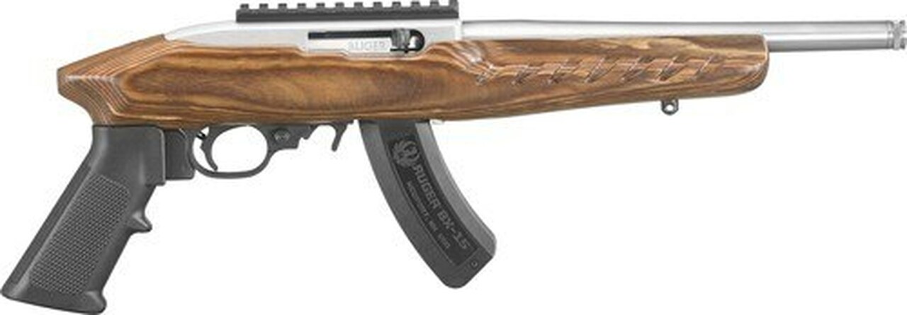 Ruger Charger Pistol, 22LR, 10" Barrel, 15rd, Threaded Barrel, Wood/Stainless