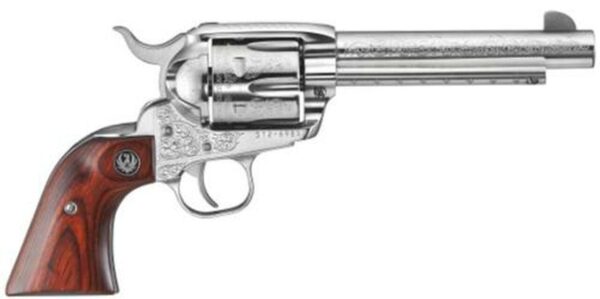 Ruger Vaquero Engraved Frame and Barrel, 45Colt 5''5" Barrel, Diamond Wood Grips