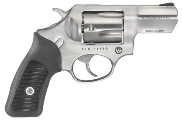 Ruger SP101 9mm, 2.25" Stainless Barrel, Rubber Grips, Moon Clips, 5rd