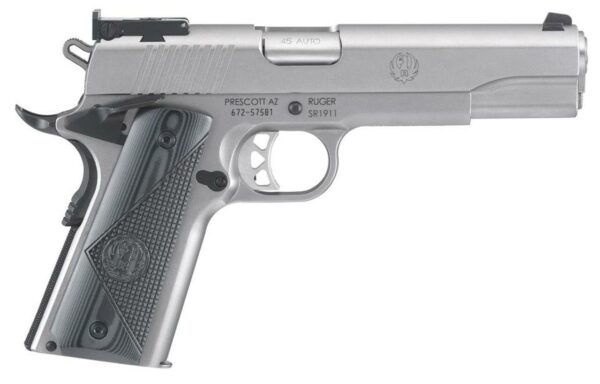 Ruger SR1911 Target 45 ACP 5" Barrel SS G10 Grips 8rd Mag