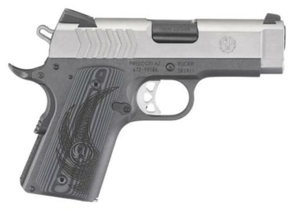 Ruger SR1911 Officer 9mm 3.6" Barrel Stainless Steel Novak Sights G-10 Grip 10rd Mag