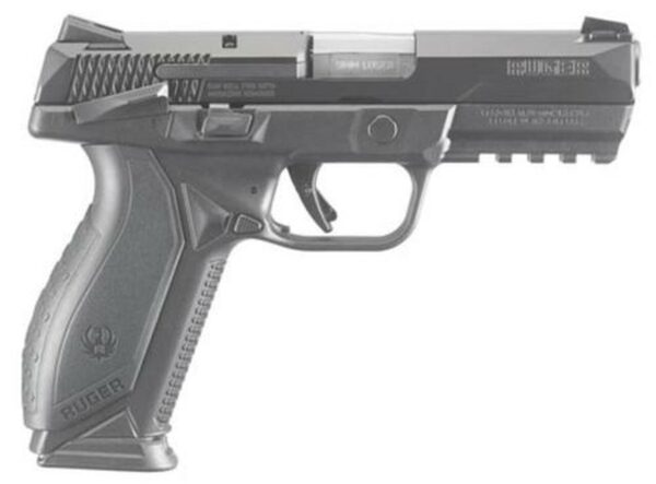 Ruger American 9mm, 4.2", Novak Sights, Black Nitride, Manual Safety, 10rd