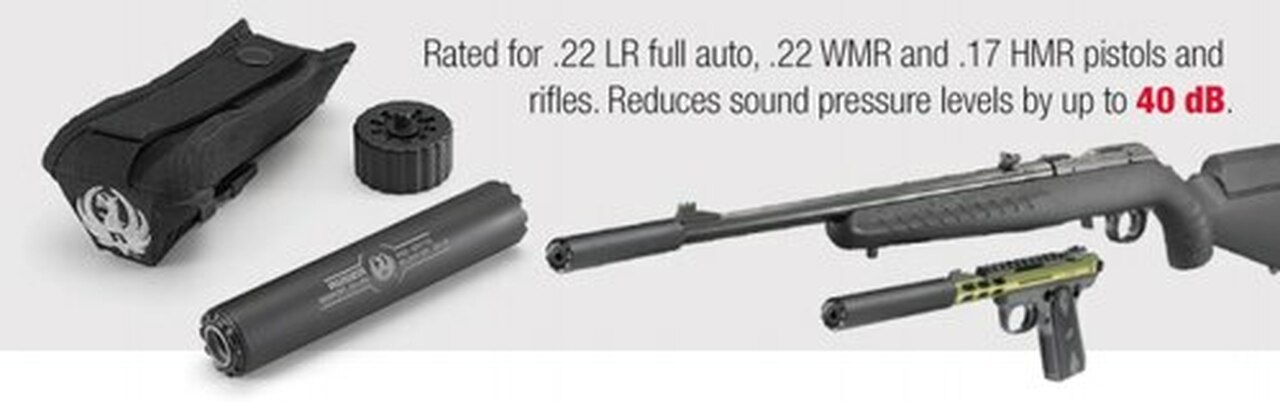Ruger Silent-SR 22LR Silencer Titanium 1/2x28 Black Cerakote Finish