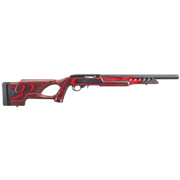 Ruger 10/22 Target 22 LR, 16" Threaded Barrel, Satin Blued Finish, Red and Black Laminate Thumbhole Stock, 10Rd Mag
