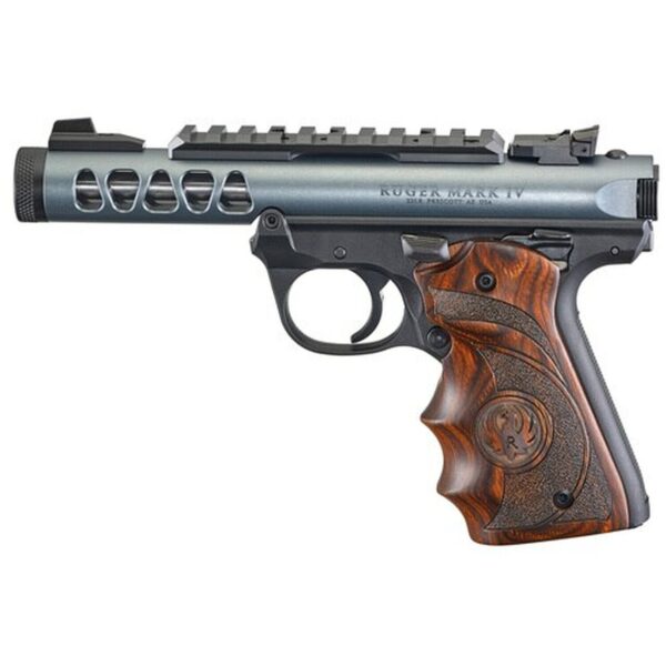 Ruger Mark IV Lite, 22/45 22LR, 4.4" Barrel, Polymer Frame, Diamond Gray Finish, Wood Laminate Grips, 10Rd Mag
