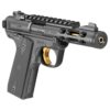 Ruger Mark IV Lite 22/45 22LR, 4.4" Gold Finished Threaded Barrel, Polymer Frame, Black, Checkered Grips, 10Rd Mag