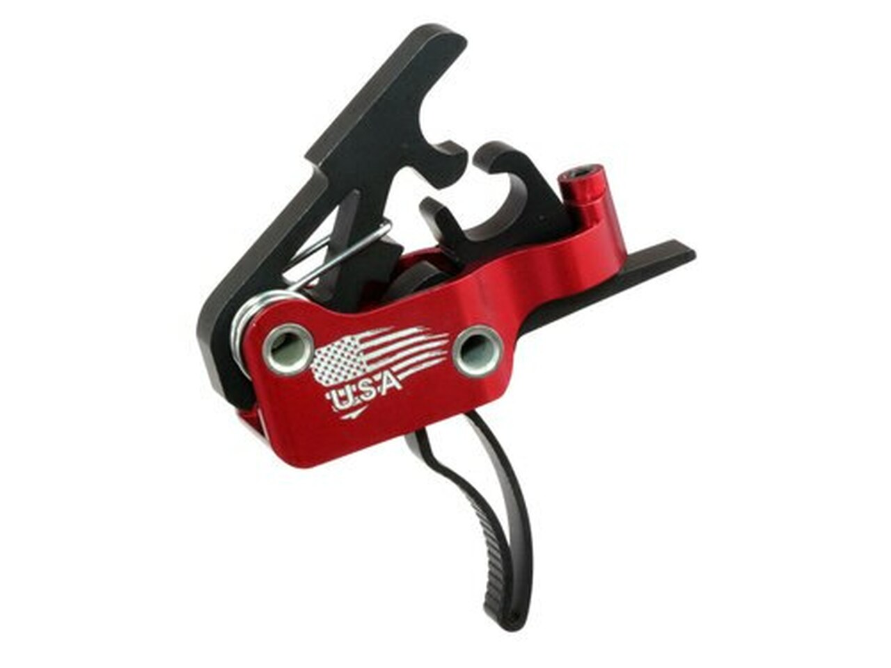 Elftmann Tactical 3-Gun Trigger, Curved, Drop-In, 2.75-4lbs, Black/Red