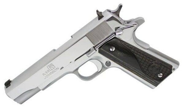 Iver Johnson 1911 A1 Government, .38 Super, 5" Barrel, 9rd, Diamondwood Grip, Stainless