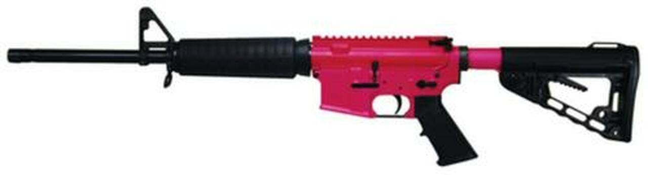 Black Forge Tactical BLF15 Youth M4 5.56 16" Barrel Rogers Super-Stoc, Pink Receiver, 10 Rd Mag