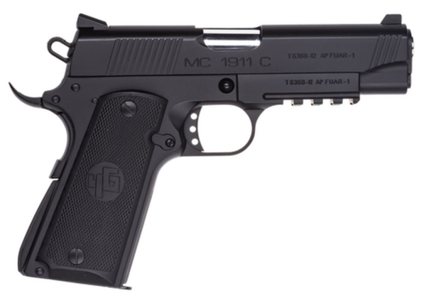 Girsan MC1911 Officer 9mm, 3.4" Barrel, Black Steel Black Grip, 7rd