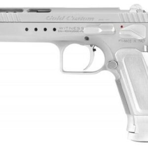 EAA Witness Gold, Tanfoglio, Full Size, 9MM, 5.25" Ported Barrel, Steel Frame, Chrome Finish, Aluminum Frame, Adj Sights, Ambi Safety, 18Rd Mag