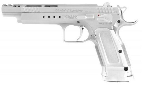 EAA Witness Gold, Tanfoglio, Full Size, 9MM, 5.25" Ported Barrel, Steel Frame, Chrome Finish, Aluminum Frame, Adj Sights, Ambi Safety, 18Rd Mag