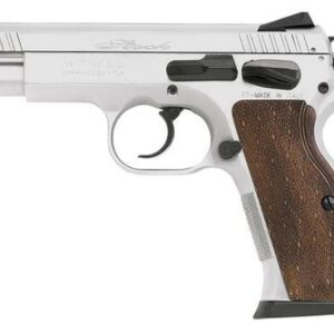 EAA Witness Elite Stock 1 DA/SA 9mm 4.5" Barrel, Wood Grip Chrome Finish, 17rd