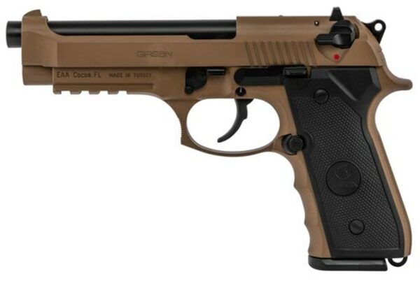 Girsan REGARD MC, 92 DA/SA, Full Size, 9mm, 4.9" Barrel, Alloy Frame, Flat Dark Earth Color, 18Rd, Ambidextrous Safety/Decocker, Fixed Sights, 18Rd