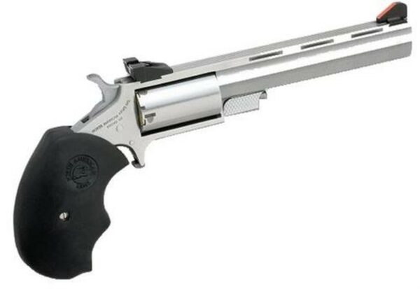 NAA 22 Mini Master 22LR/22 Mag 4" 5rd Adjustable Sight Black Rubber Grip Stainless