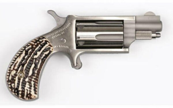 744253001598__45103.1544134708 North American Arms NAA, Mini Revolver 22WMR, 1.125" Barrel, SS Stag Grips, 5Rd
