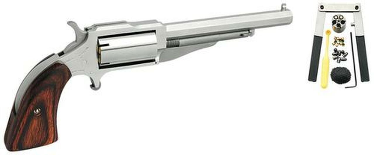 NAA Revolver Single 22 Black Powder Barrel 4" Wood Stock 5 Shot