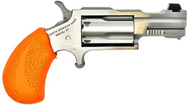 North American Arms NAA BUG OUT BOX 22LR 1-1/8" SS Barrel Orange Grip, Waterproof Box