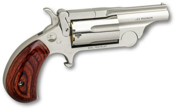 North American Arms Mini Revolver, Ranger II, Revolver, 22 LR, 1.625", Steel, Stainless, Rosewood, 5Rd, Fixed Sights