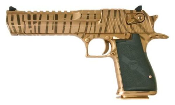 Magnum Research Desert Eagle, .50 AE, Titanium Gold, Tiger Stripes