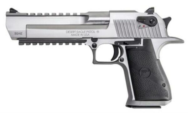 Magnum Research Desert Eagle Mark XIX Stainless Steel .50 AE 6" Barrel Picatinny Bottom Rail Full Weaver Style Accessory Rail 7rd
