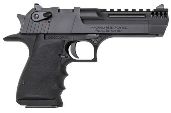 761226087700__01914.1579298539 Magnum Research Desert Eagle L5 44 Mag, 5" Barrel w/Integral Muzzle Brakel, Black Finish, Hogue Soft Rubber Grips w/Finger Grooves, 8Rd Mag