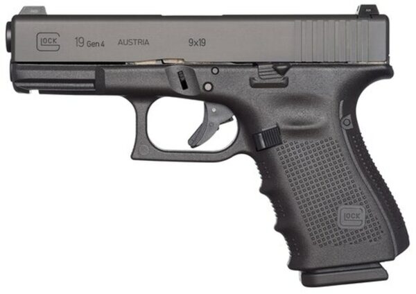 Glock 19 GEN4 Compact 9mm, 4" Barrel, Polymer, Matte, Fixed Sights, 10rd