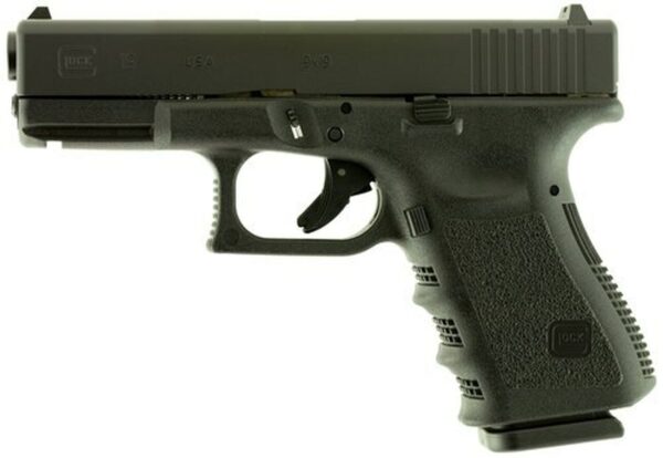 Glock, 19, Double Action Only, Compact, 9mm, 4.02" Barrel, Polymer Fame, Matte Finish, Fixed Sights, 10Rd, 2 Magazines