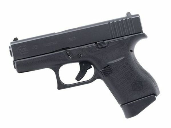 Glock, 43, Semi-automatic Pistol, Double Action Only, Compact, 9mm, 3.25" Barrel, Polymer Frame, Matte Finish, 6Rd, Fired Case, Fixed Sights