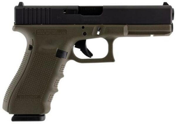 Glock G17 Gen4 MOS 9mm, 4.48", 17rd, FS, OD Green Frame
