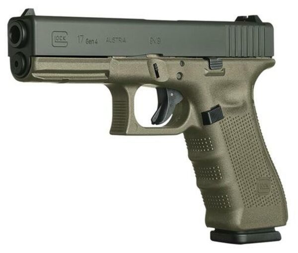 Glock G17 G4 9mm, 4.48", 10rd, Fixed Sights, OD Green Frame