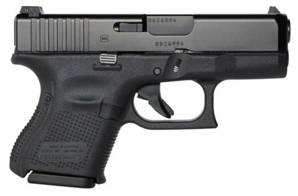 Glock, 26 Gen5, Striker Fired, Sub Compact, 9mm, 3.43" Marksman Barrel, Polymer Frame, Matte Finish, Glock Night Sights, 10Rd, 3 Magazines, Ambidextrous Slide Stop Lever, nDLC Finished Slide and Barrel, No Finger Grooves