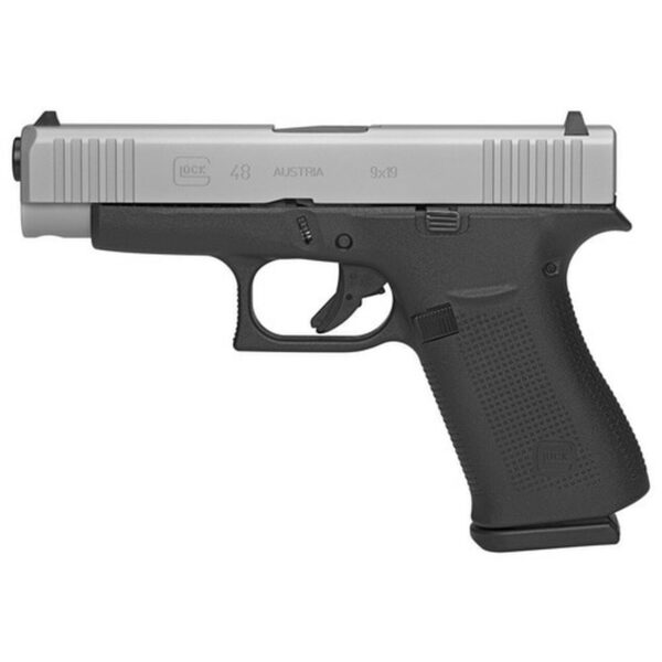 Glock 48 Silver Compact 9mm, 4.17" Barrel, Polymer Frame, Glock Night Sights, 2x10rd Mags