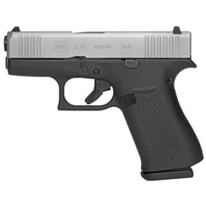 Glock G43X Silver Subcompact 9mm, 3.39" Barrel, Polymer Frame, Glock Night Sights, 2x10rd Mags